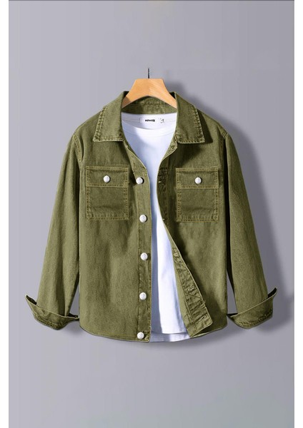 Erkek Denim Kot Gömlek Ceket Haki Edw012 modelleri