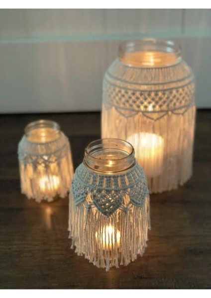 Luxury Makrome Kavanoz Mumluk 3'lü B013 1 Adet