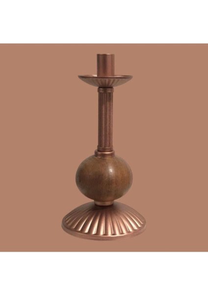 Luxury Tekli Pino Mumluk Ahşap Top Detaylı Bakır Büyük 1 Adet
