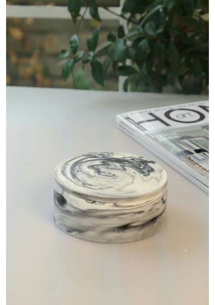 Luxury Marble Ston Büyük, Kibritli ve Mum Söndürücü Hediyeli – Mermer Efektli Siyah Beyaz Beton Mum Seti 1 Adet modelleri