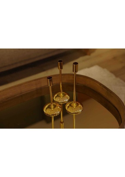Luxury Üçlü Set Gold Şamdan 1 Adet