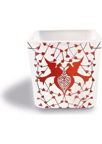 Luxury Dekoratif Buzlu Cam Mumluk Karen Kuşlar Desen 8x8 cm (2 Adet) 1 Adet