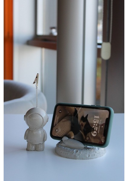 Luxury Beton Astronot 2'li Ofis Seti Hediyelik Set 1 Adet