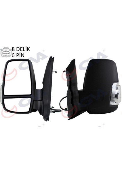 Diş Dikiz Aynasi Sol Transit 14 Elektrikli Isitmali Beyaz Sinyalli Desenli Konveks 6 Fiş VM-6329EHL Gnzrz