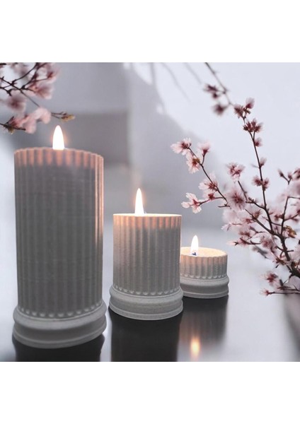Luxury 3'lü Granit Desenli 3D Baskı Mumluk Seti - Modern ve Şık Tasarım, Dekoratif Mumluk Seti 1 Adet