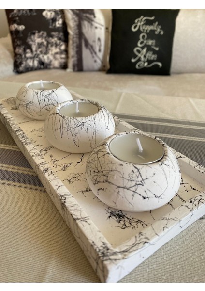 Luxury Beyaz El Yapımı 3'lü Beton Tabaklı Beton Mumluk Set Beton Tealight Set Mumlar Dahildir 3 Parça Beto 1 Adet modelleri