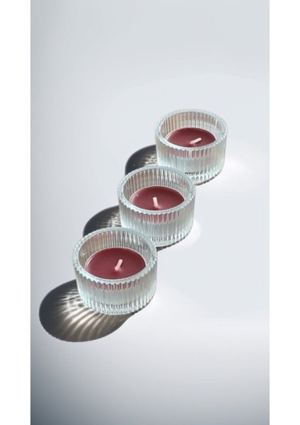 Luxury Tealight 3 Adet Mumluk, Cam, 3.5 cm ve 3 Adet Yabani Meyveler Kokulu Mum 1 Adet modelleri