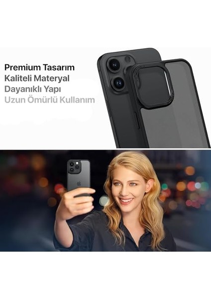 Apple iPhone 12 Pro Max Için Mat Hybrid Metal Kamera Korumalı ve Metal Tuş Takımlı Ultra Güçlü Koruma Sağlayan ve Şık Görünümlü Premium Kılıf (Siyah, 12 Pro Max)