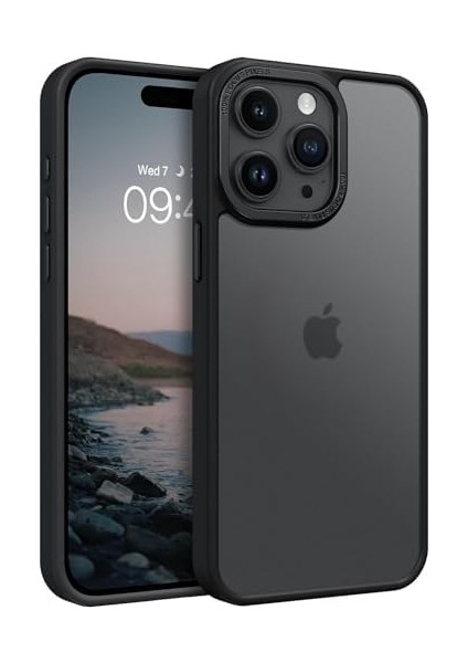 Apple iPhone 12 Pro Max Için Mat Hybrid Metal Kamera Korumalı ve Metal Tuş Takımlı Ultra Güçlü Koruma Sağlayan ve Şık Görünümlü Premium Kılıf (Siyah, 12 Pro Max)