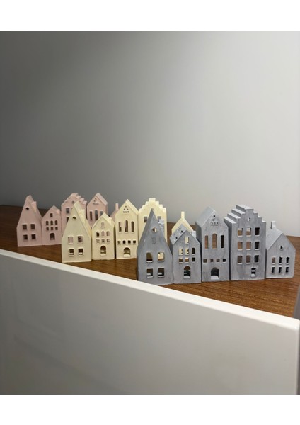 Luxury Beton 5’li Ev Tealight Mumluk Dekoratif Iskandinav Evler Uçuk Pembe 1 Adet fiyatları