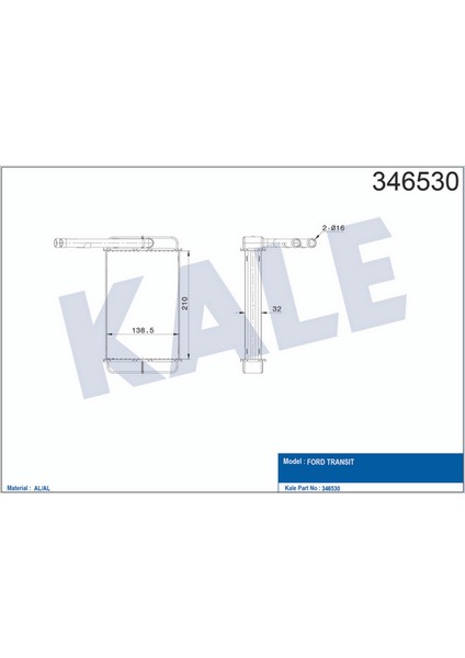 Kalorifer Radyatörü Ford Transit 1.6-2.0-2.5d 85-92 227X148X36 Gnzrz