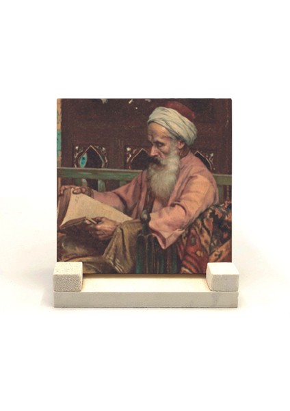 Luxury Kitap Okuyan Adam Resmi Baskılı Doğaltaş Masaüstlük 10X10 KRT-130 1 Adet
