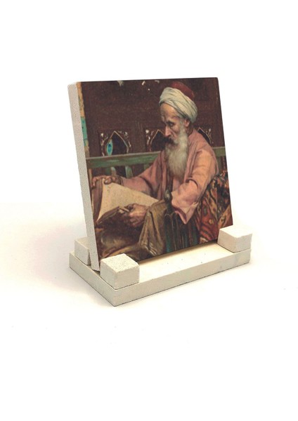 Luxury Kitap Okuyan Adam Resmi Baskılı Doğaltaş Masaüstlük 10X10 KRT-130 1 Adet