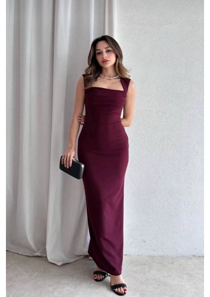 Askılı Drape Detay Maxi Boy Abiye Elbise fiyatları