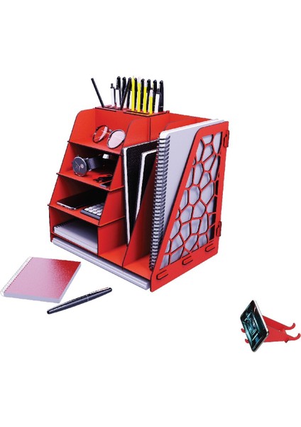 Luxury Voronoi Ahşap A4 Evrak Rafı Düzenleyici Ofis Masaüstü Organizer Set 1 Adet