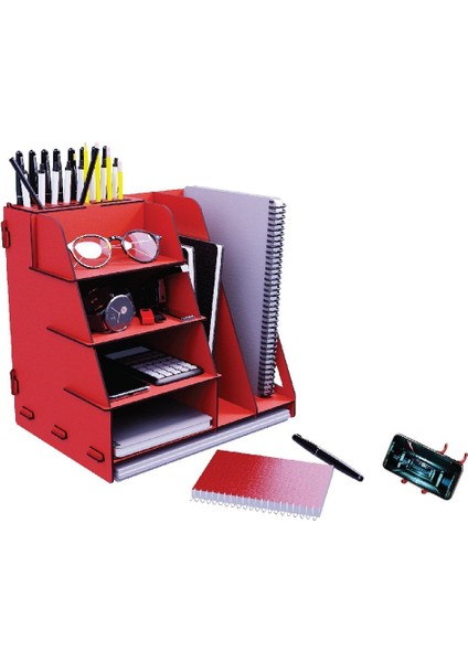Luxury Voronoi Ahşap A4 Evrak Rafı Düzenleyici Ofis Masaüstü Organizer Set 1 Adet