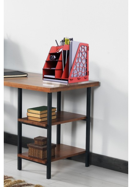 Luxury Voronoi Ahşap A4 Evrak Rafı Düzenleyici Ofis Masaüstü Organizer Set 1 Adet