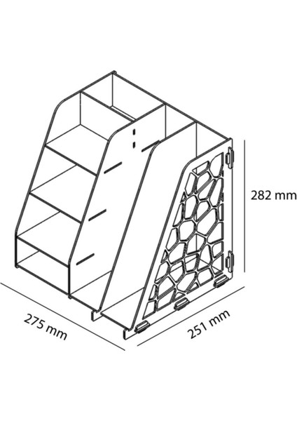 Luxury Voronoi Ahşap A4 Evrak Rafı Düzenleyici Ofis Masaüstü Organizer Set 1 Adet