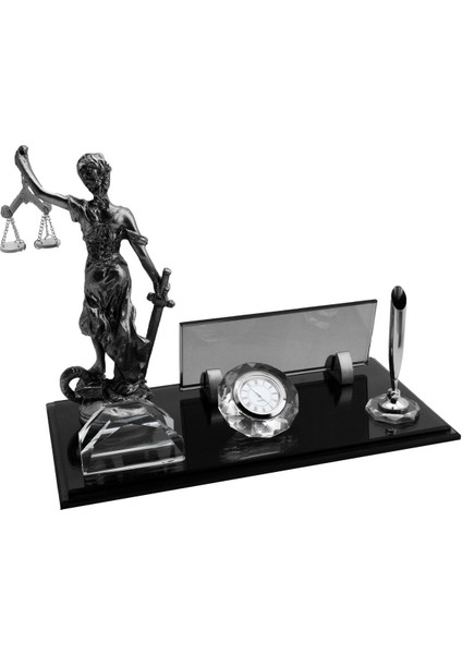 Luxury Cam Masaüstü Isimlik - Themis Isimlik – Masalık - Isimlik - Kristal Masa Isimliği - Avukat Isimlik 1 Adet modelleri