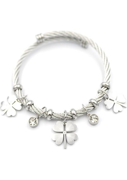 Yonca Charm Bilezik - Gümüş