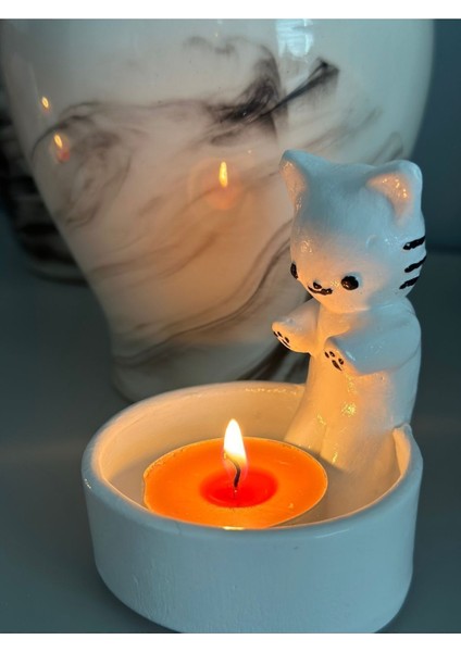 Luxury Üşüyen Kedi Mumluk 1 Adet