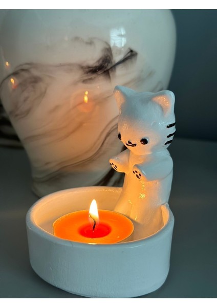 Luxury Üşüyen Kedi Mumluk 1 Adet