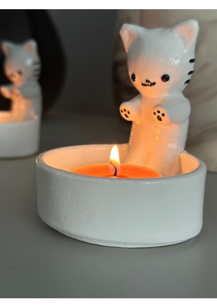 Luxury Üşüyen Kedi Mumluk 1 Adet