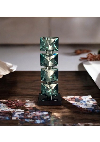 Luxury Dekoratif Modern Ev Için Kristal Yeşil Mumluk Büyük 1 Adet