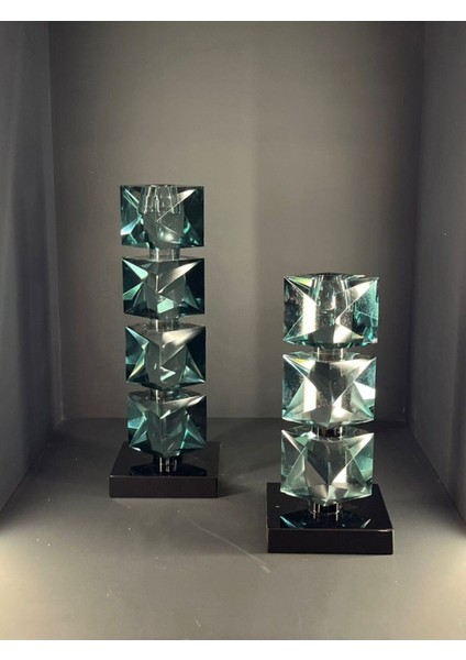 Luxury Dekoratif Modern Ev Için Kristal Yeşil Mumluk Büyük 1 Adet