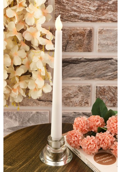 Luxury Pilli LED Şamdan Mumu 28 Cm, Beyaz Renk 1 Adet fiyatları