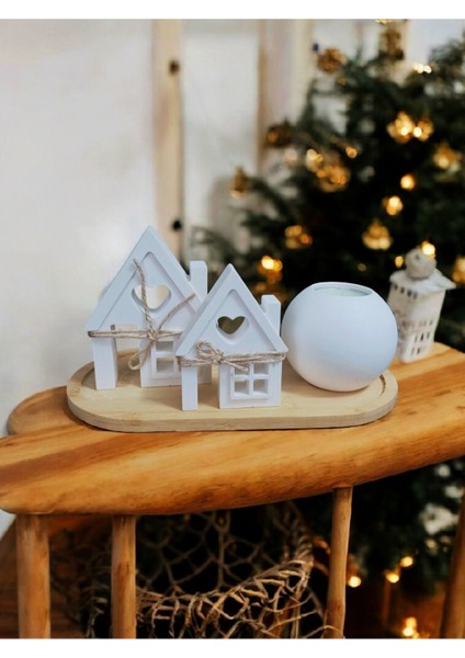 Luxury Bambu Tepsi 2'li Ev "home" Top Mumluk 1 Adet