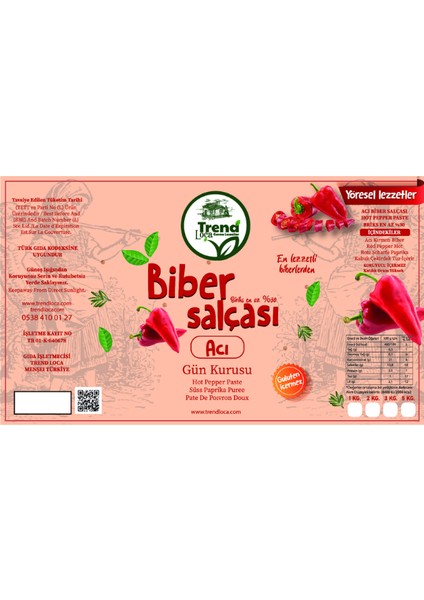 Acı Biber Salçası Gaziantep 3 kg fiyatları