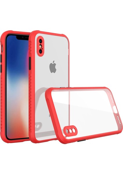 Apple iPhone Xs Max Kılıf Miami Şeffaf Silikon - Kırmızı Ferrg