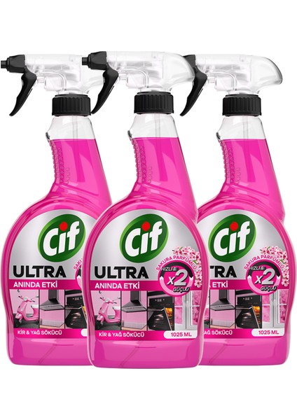 Ultra Sprey Sakura Parfü mlü Kir ve Yağ Sökücü 1025 ml X3