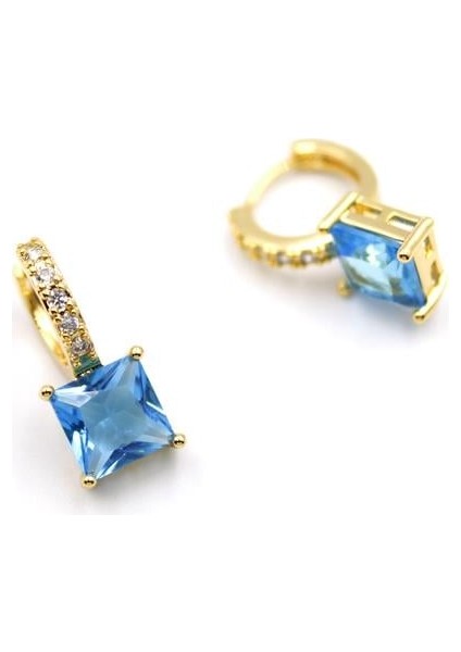 Kare Taşlı Küpe - Turkuaz fiyatları