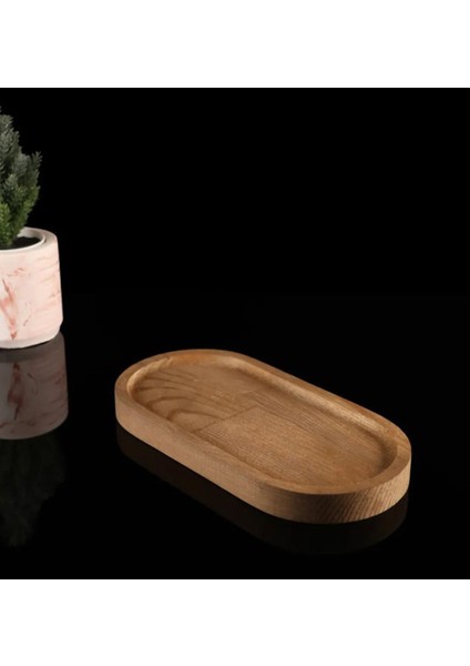 Luxury Bambu Mumluk Dekoratif Doğal Ahşap Mum Standı Oval 24 x 12 1 Adet