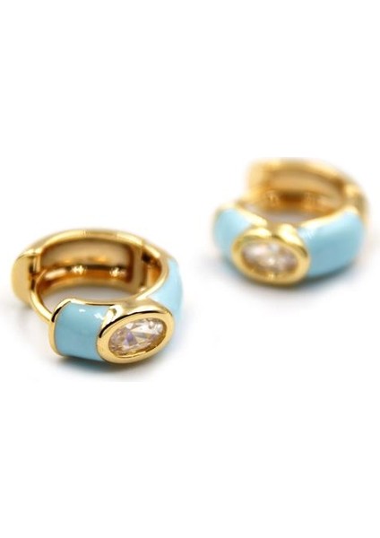 Mineli Halka Küpe - Turkuaz