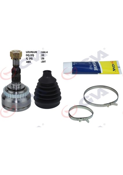 Aks Kafasi Diş Ön Vectra B 1.6i-1.8i-2.0i 95-03 Abs Li 29 Diş 33X25X52 164.5MM Gnzrz