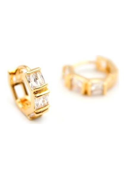 Taşlı Halka Küpe - Altın