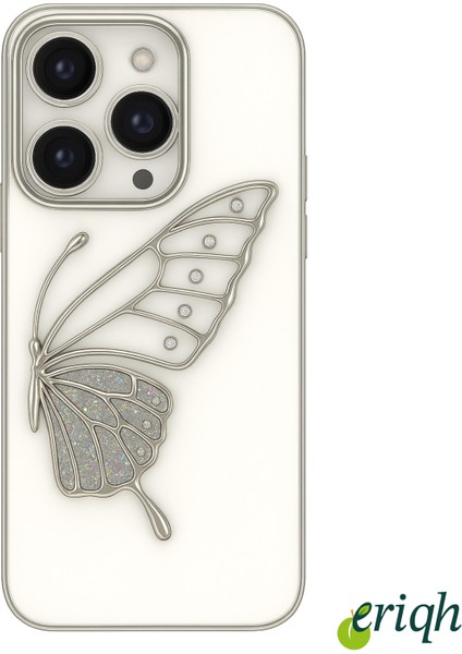 Kelebek Detaylı Apple iPhone Kılıfı – Kamera Korumalı, 3D Metalik Zarif Tasarım, Lüks ve Işıltılı Yüzey