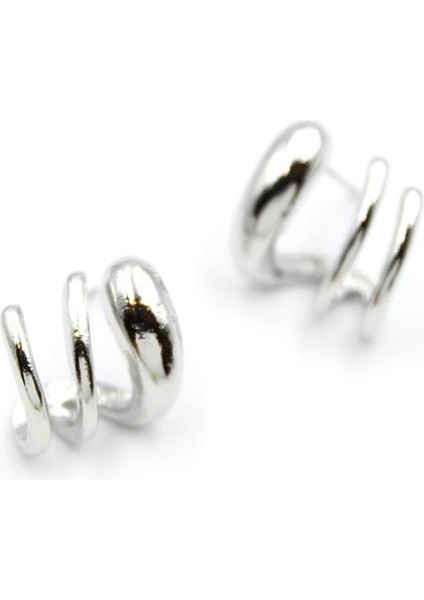 3'lü Görünümlü Küpe - Gümüş