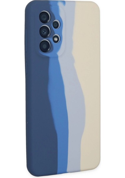 Samsung Galaxy A73 5g Kılıf Ebruli Lansman Silikon - Lacivert-Krem Ferrg