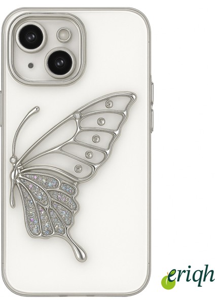 Kelebek Detaylı Apple iPhone Kılıfı – Kamera Korumalı, 3D Metalik Zarif Tasarım, Lüks ve Işıltılı Yüzey