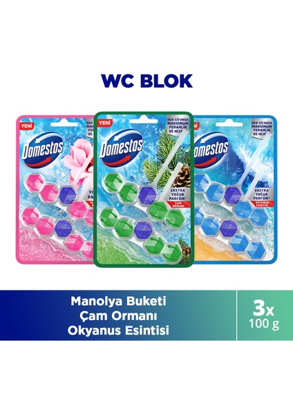 Tuvalet Bloğu Okyanus Esintisi 100G X1 + Çam Ferahlığı 100 G X1 +Manolya Buketi 100G X1