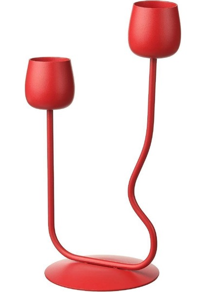 Luxury Kırmızı Şamdan/tealight Mumluk, Lale Parlak Kırmızı, 29 cm 1 Adet