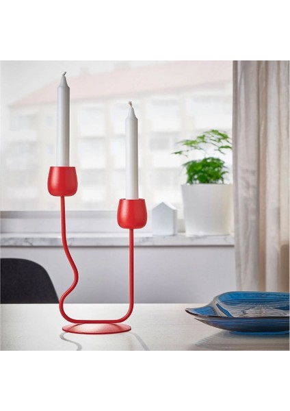 Luxury Kırmızı Şamdan/tealight Mumluk, Lale Parlak Kırmızı, 29 cm 1 Adet