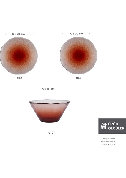 Dune Peach 18 Parça 6 Kişilik Cam Yemek Takımı