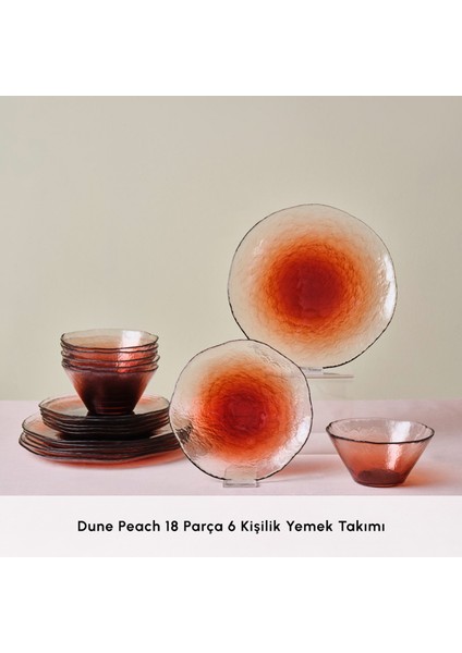 Dune Peach 18 Parça 6 Kişilik Cam Yemek Takımı