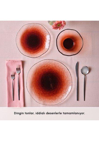 Dune Peach 18 Parça 6 Kişilik Cam Yemek Takımı