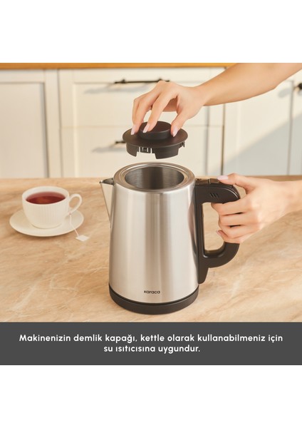Tea Break İnox Siyah Çelik Su Isıtıcı & Çay Makinesi
